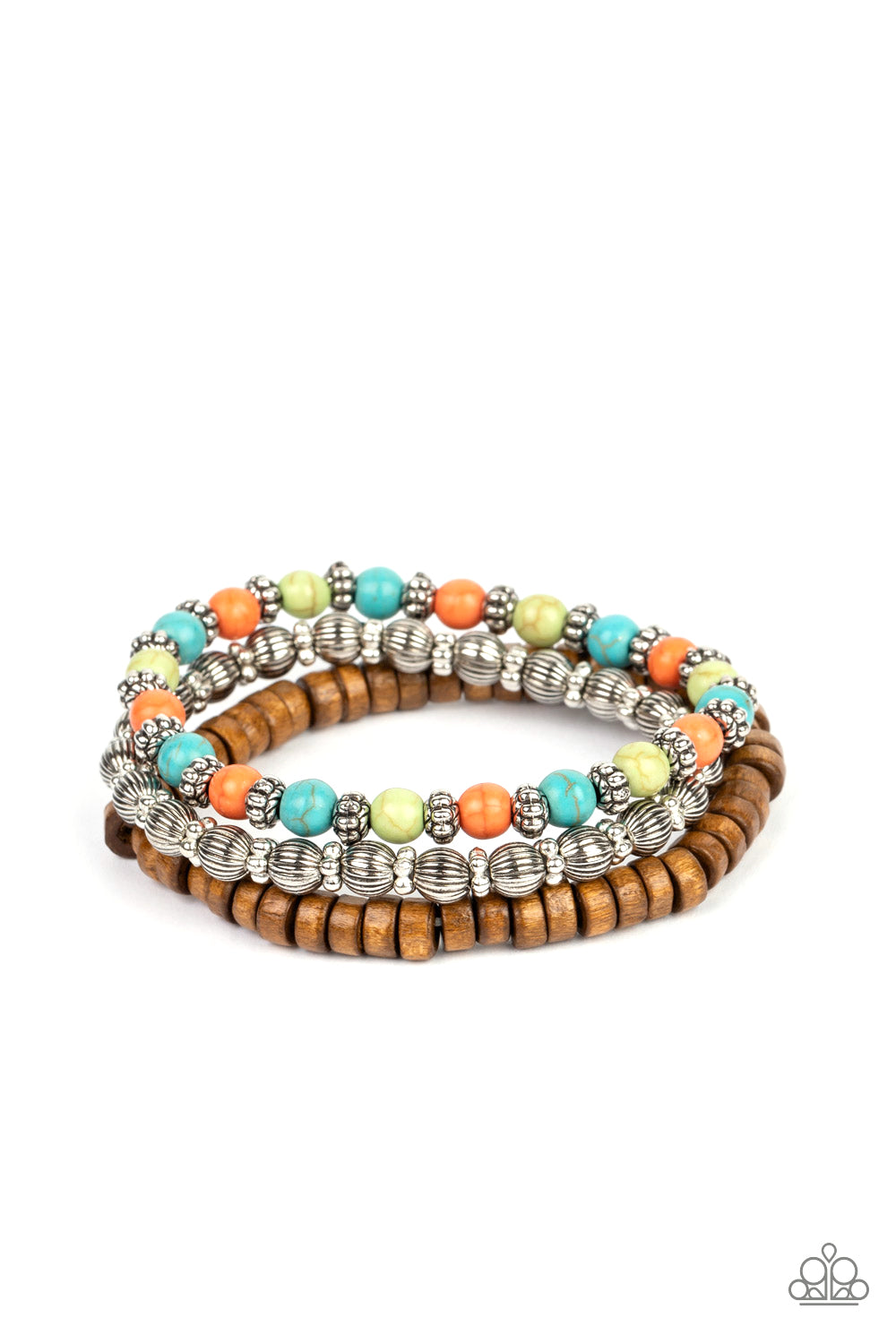 ESCAPADE Route - Multicolored Stone And Wood Bead Urban Stretch Bracelets Paparazzi B0733