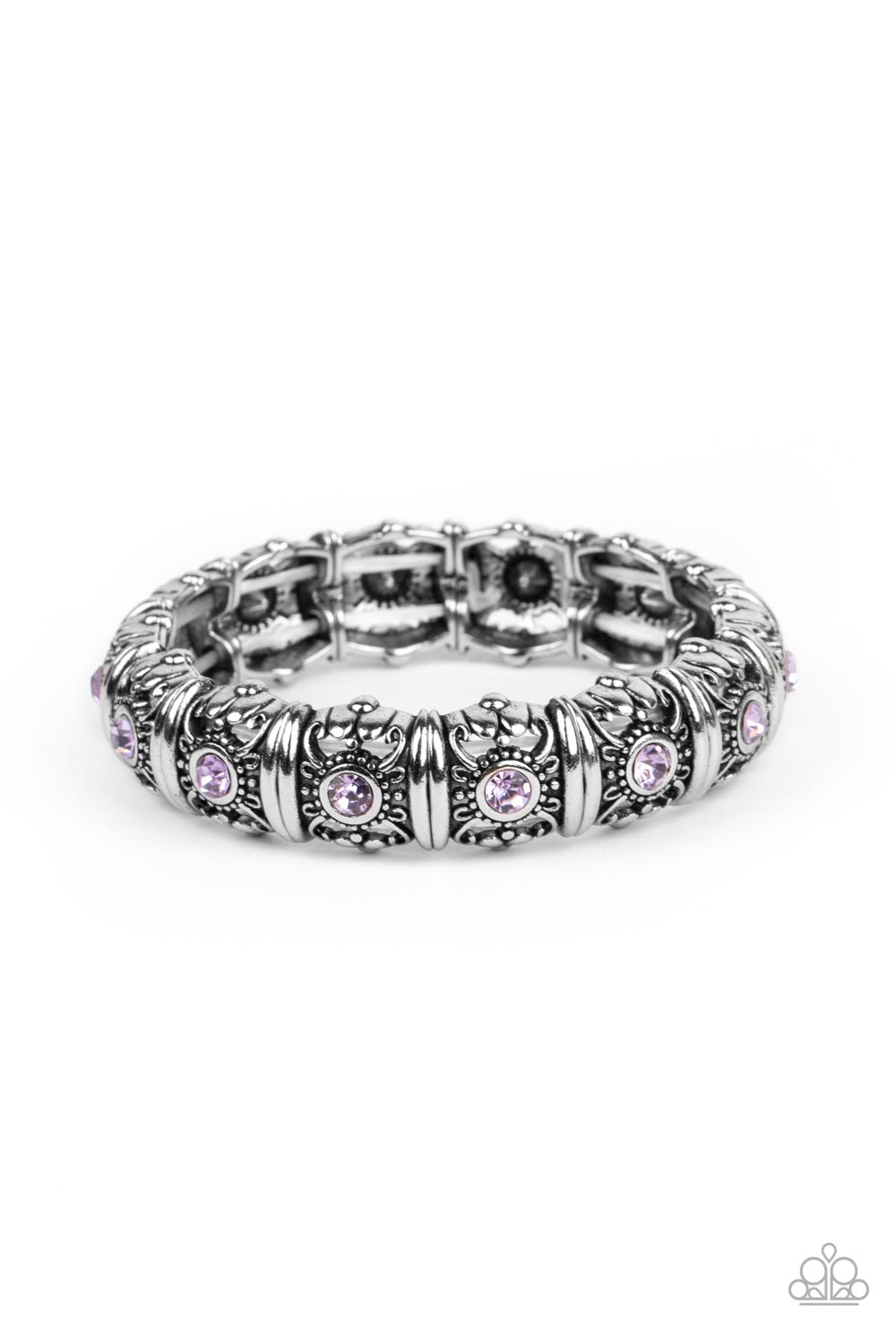 Ageless Glow - Purple Rhinestone Stretch Bracelet Paparazzi B0593