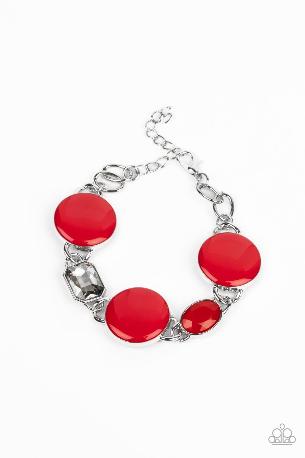 Dreamscape Dazzle - Red Oval Enamel Bead And Smoky Gem Bracelet Paparazzi B0646