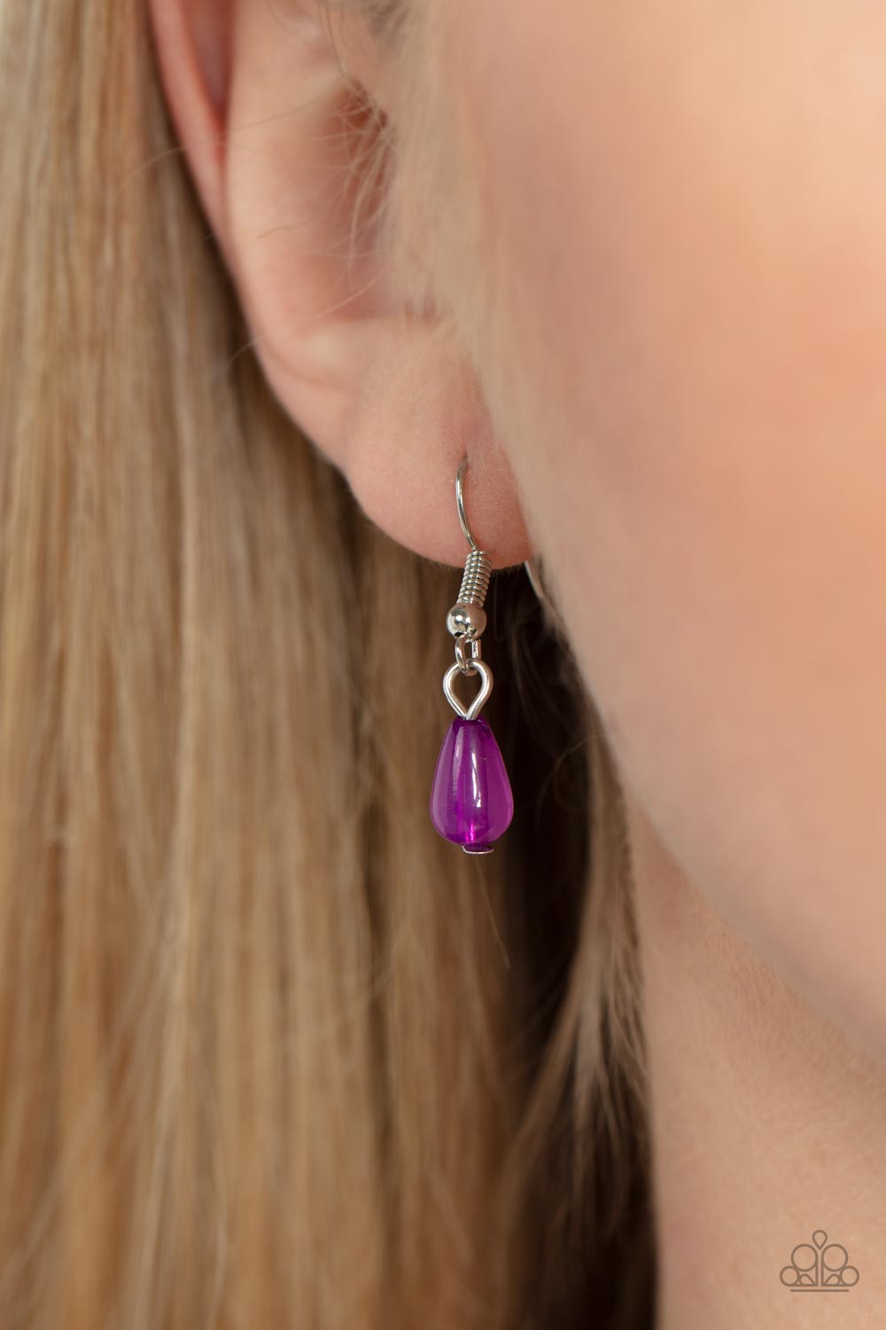 Totally Trolling - Purple Dahlia Hammered Silver Teardrop Long Necklace Paparazzi N1021