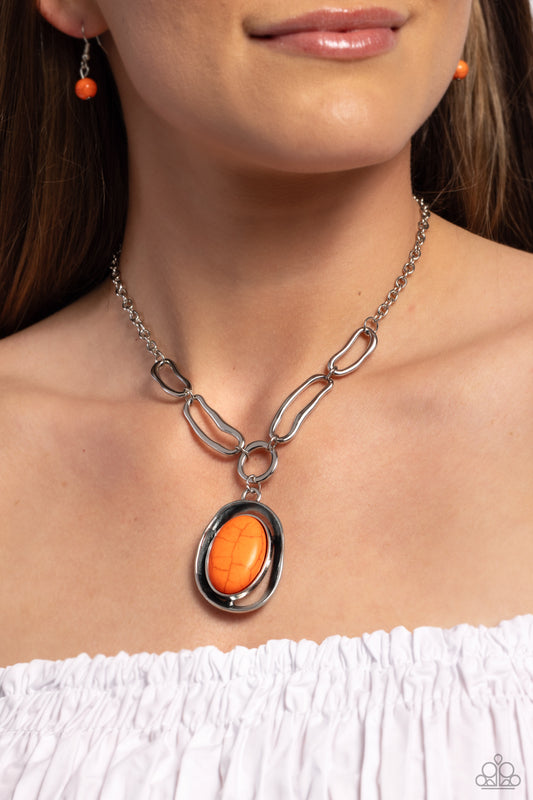 Sandstone Stroll - Orange Stone Santa Fe Style Necklace Paparazzi N1790