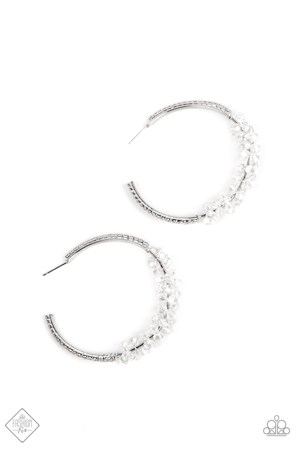 Bubble-Bursting Bling - White Earring Fashion Fix August 2022 Paparazzi E0873