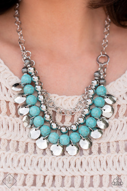 Leave Her Wild - Blue Turquoise Stone Bead Santa Fe Style Necklace Fashion Fix September 2022 Paparazzi N1118