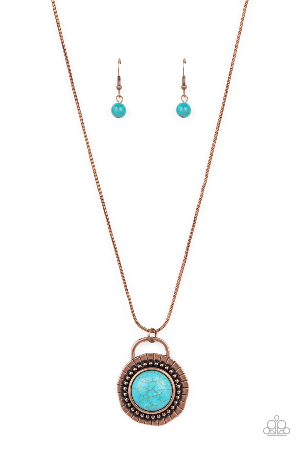 New Age Nomad - Copper & Marbled Turquoise Stone Santa Fe Style Necklace Paparazzi N1745