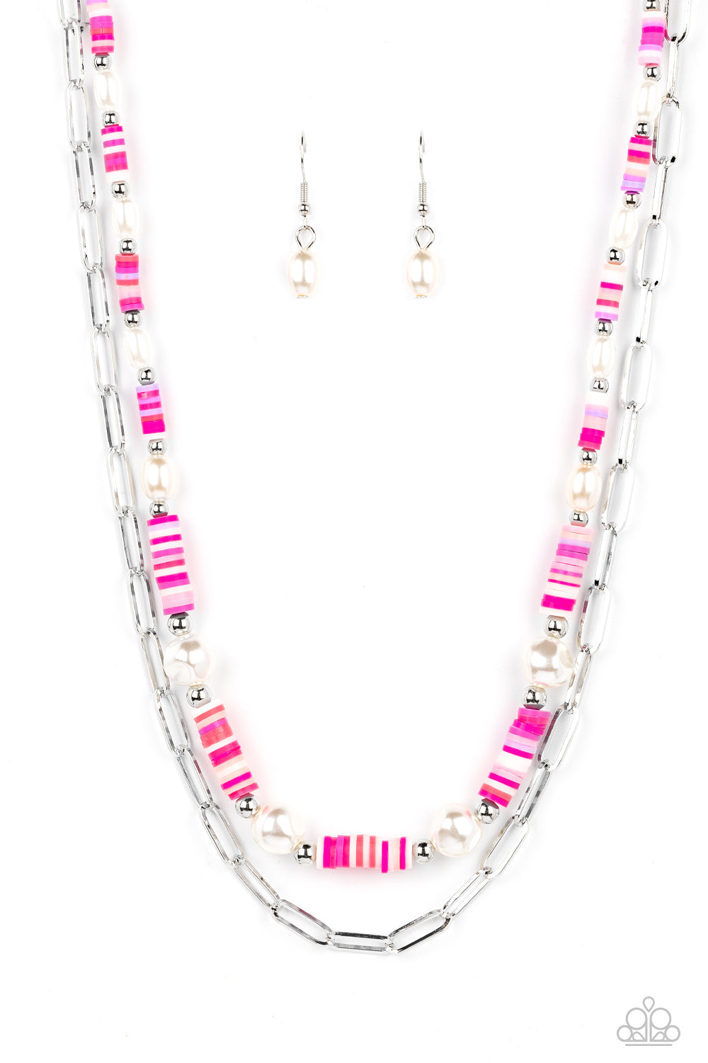 Tidal Trendsetter - Pink, Purple And White Disc With Baroque Pearl Necklace Paparazzi N1132