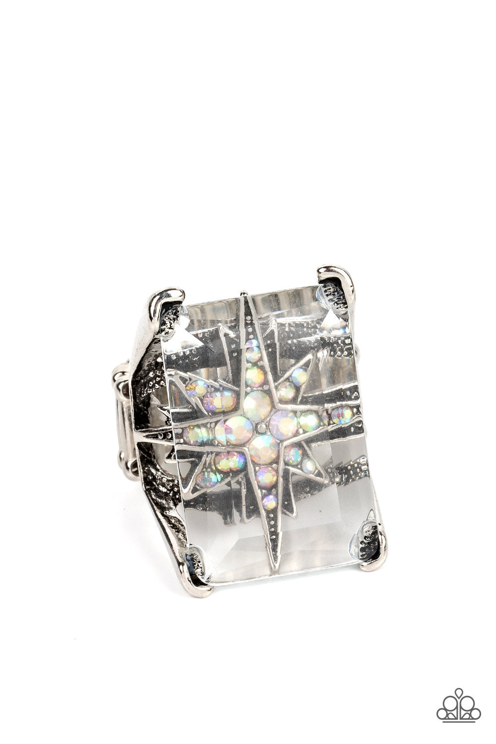 Starry Serenity - Multi Iridescent Rhinestone Star Ring Paparazzi R0340