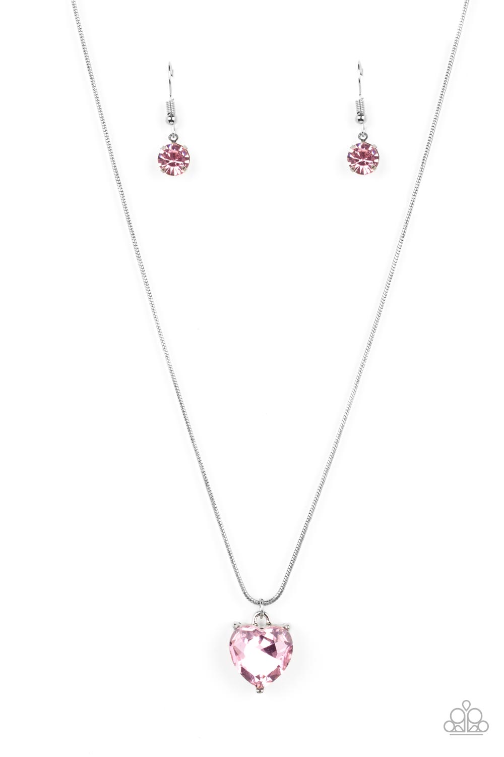 Smitten with Style - Pink Rhinestone Heart Necklace Paparazzi N1368