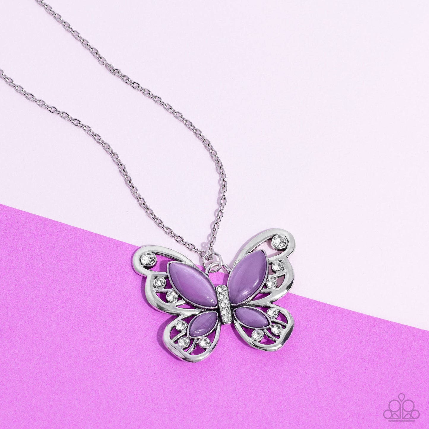 Wings Of Whimsy - Purple Cat's Eye Stone Butterfly Necklace Paparazzi N1508