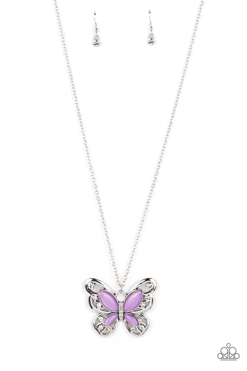 Wings Of Whimsy - Purple Cat's Eye Stone Butterfly Necklace Paparazzi N1508