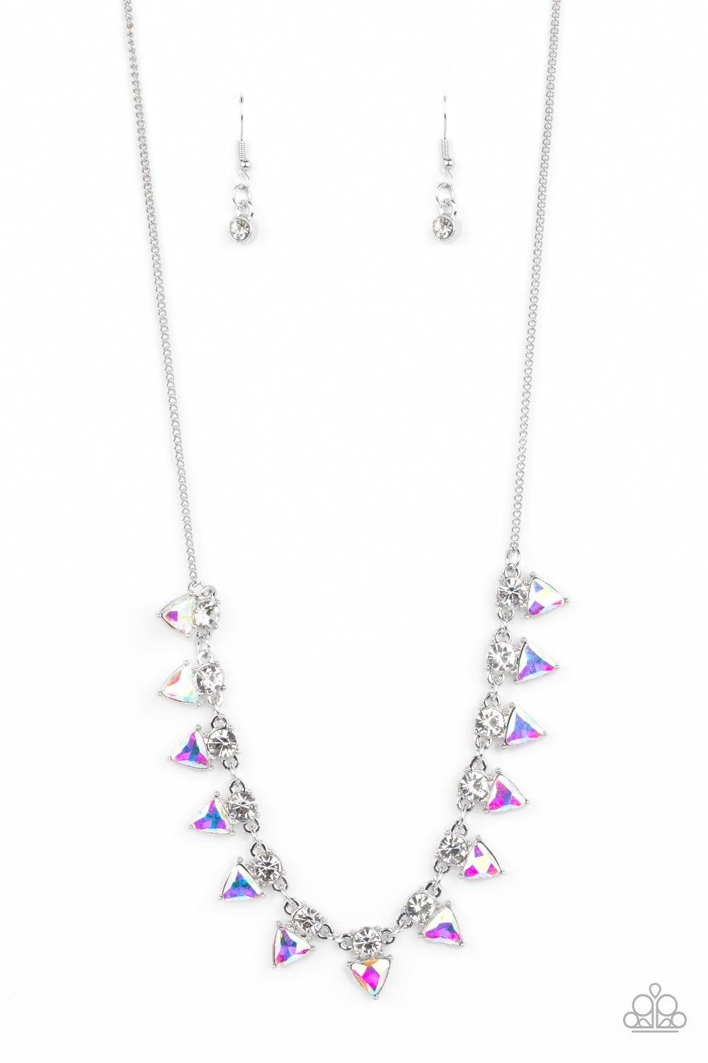 Razor-Sharp Refinement - White Iridescent Gem Necklace Paparazzi N1169