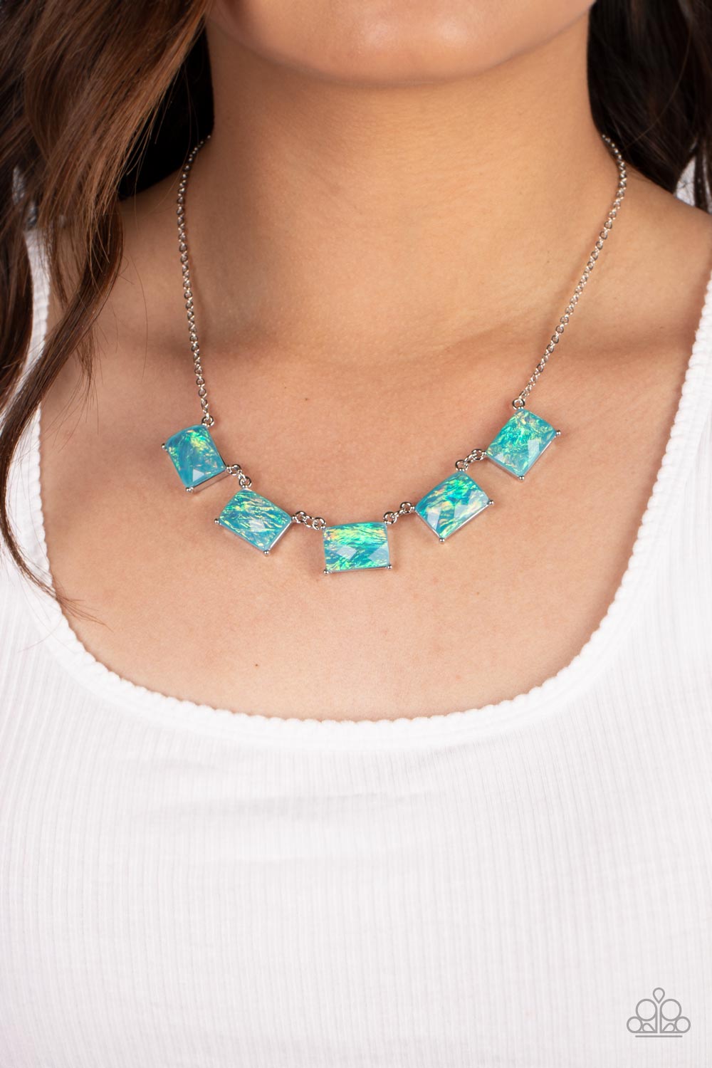 Opalescent Oblivion - Blue Shimmer & Opalescent Finish Necklace Paparazzi N1328