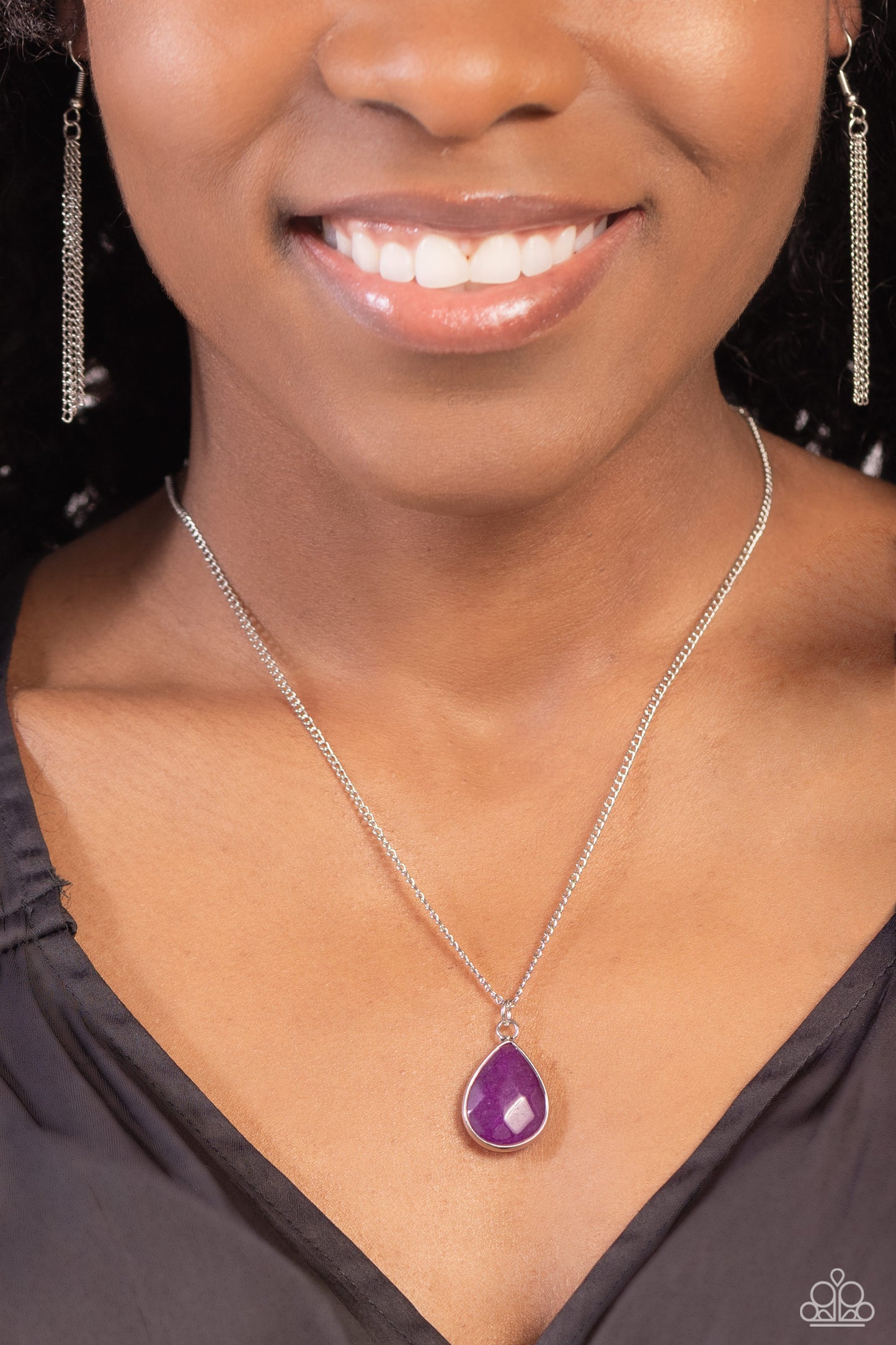 Sparkling Stones - Purple Amethyst Teardrop Necklace Paparazzi N1887