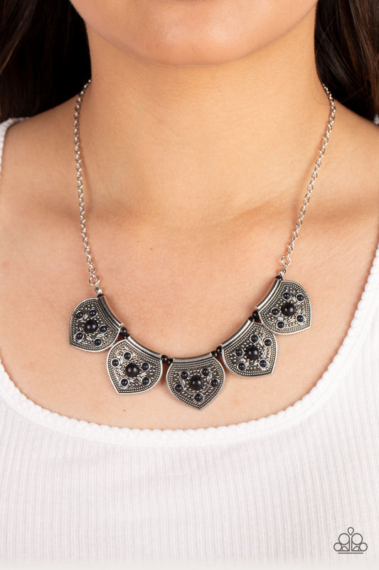 Badlands Basin - Black Stone Silver Spade Santa Fe Style Necklace Paparazzi N1309