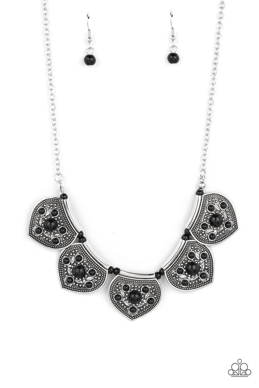 Badlands Basin - Black Stone Silver Spade Santa Fe Style Necklace Paparazzi N1309