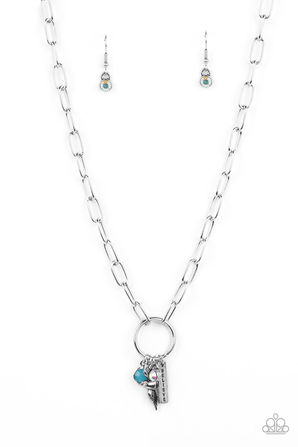 Inspired Songbird - Blue Gem Inspirational Necklace "Believe" Paparazzi N1219