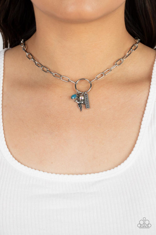 Inspired Songbird - Blue Gem Inspirational Necklace "Believe" Paparazzi N1219