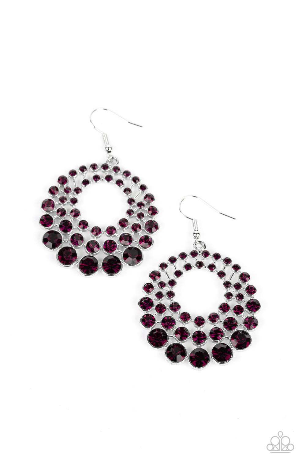 So Self-GLOW-rious - Purple Glassy Rhinestone Earring Paparazzi E1441