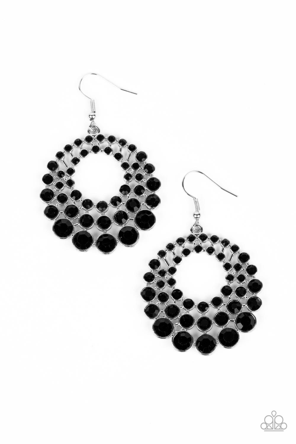 So Self-GLOW-rious - Jet Black Rhinestone Earring Paparazzi E1055