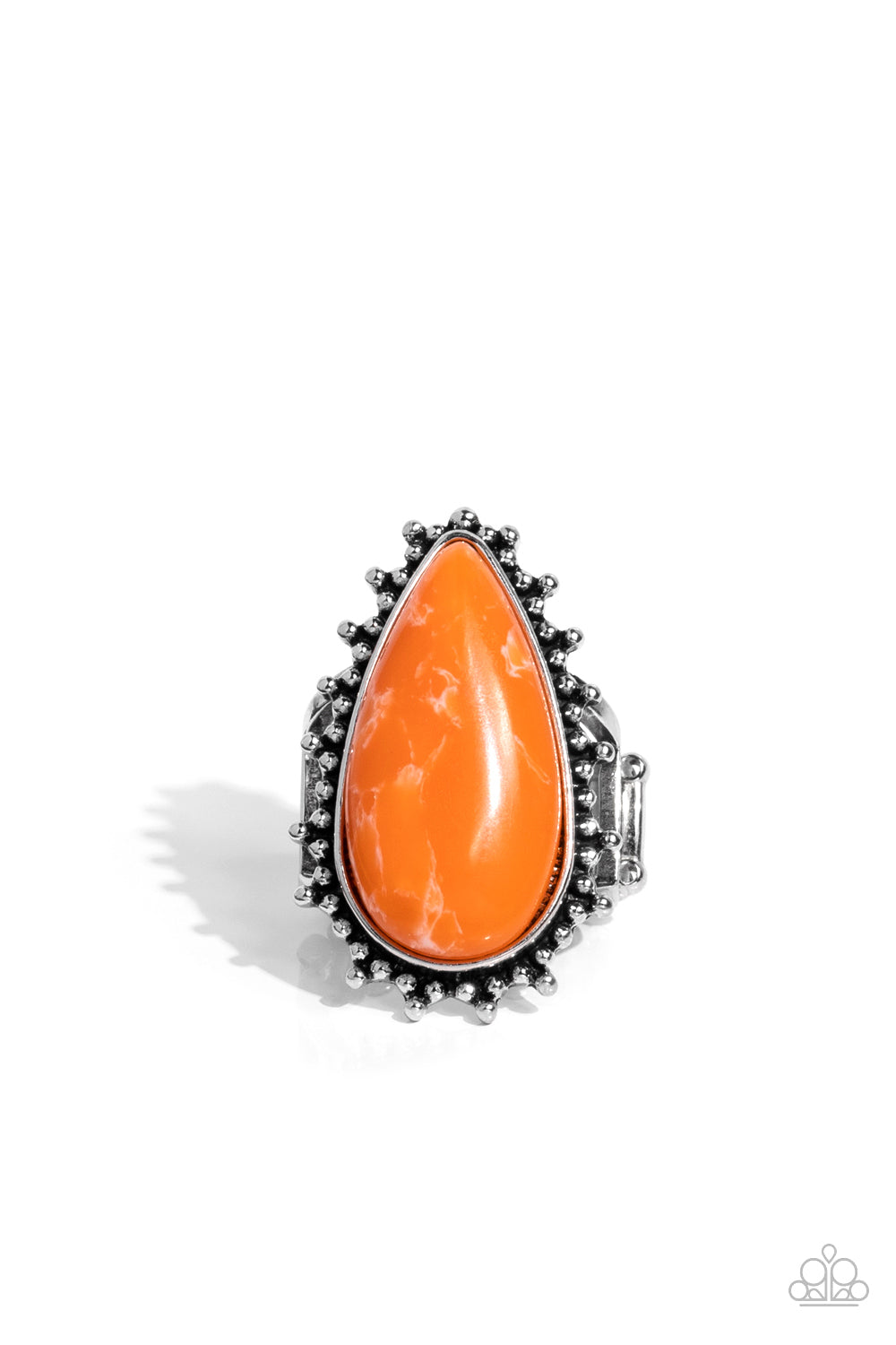 Down-to-Earth Essence - Orange Stone Teardrop Ring Paparazzi R0333 Convention Exclusive