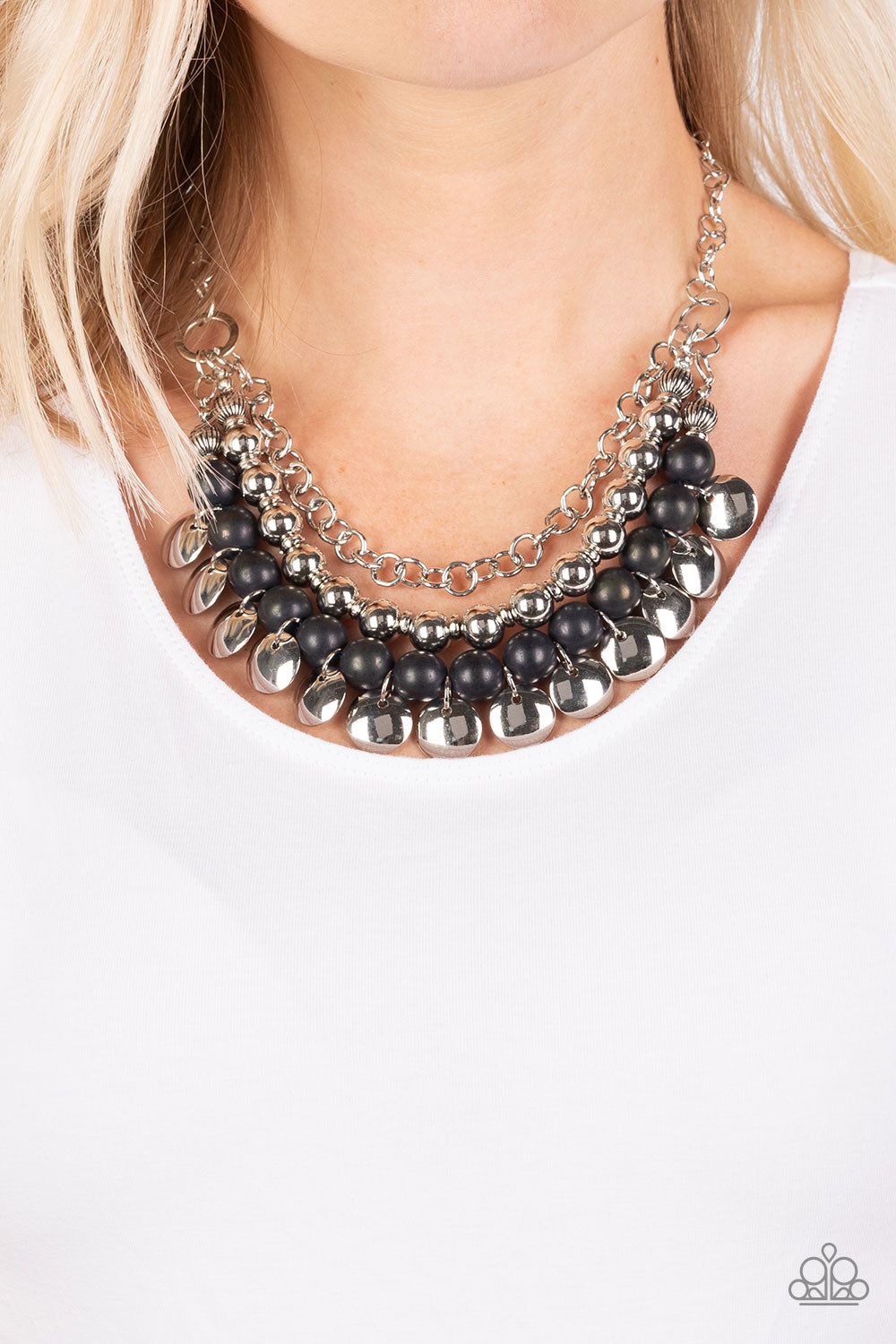 Leave Her Wild - Black Stone Bead Santa Fe Style Necklace Paparazzi N1266