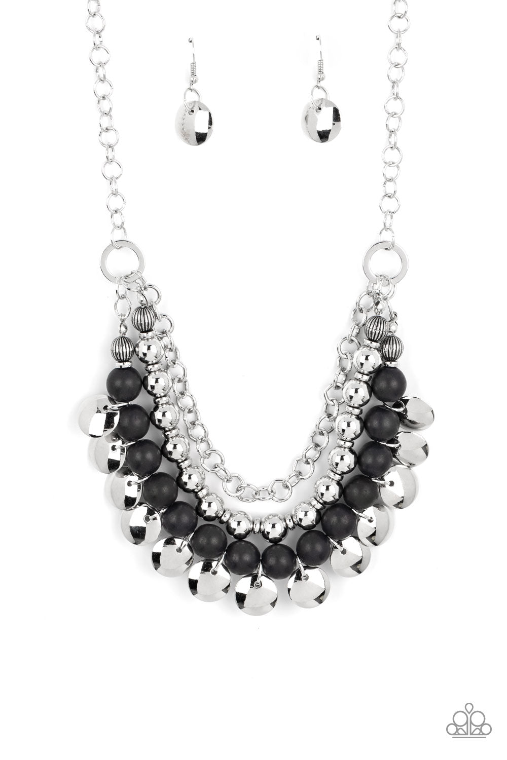 Leave Her Wild - Black Stone Bead Santa Fe Style Necklace Paparazzi N1266