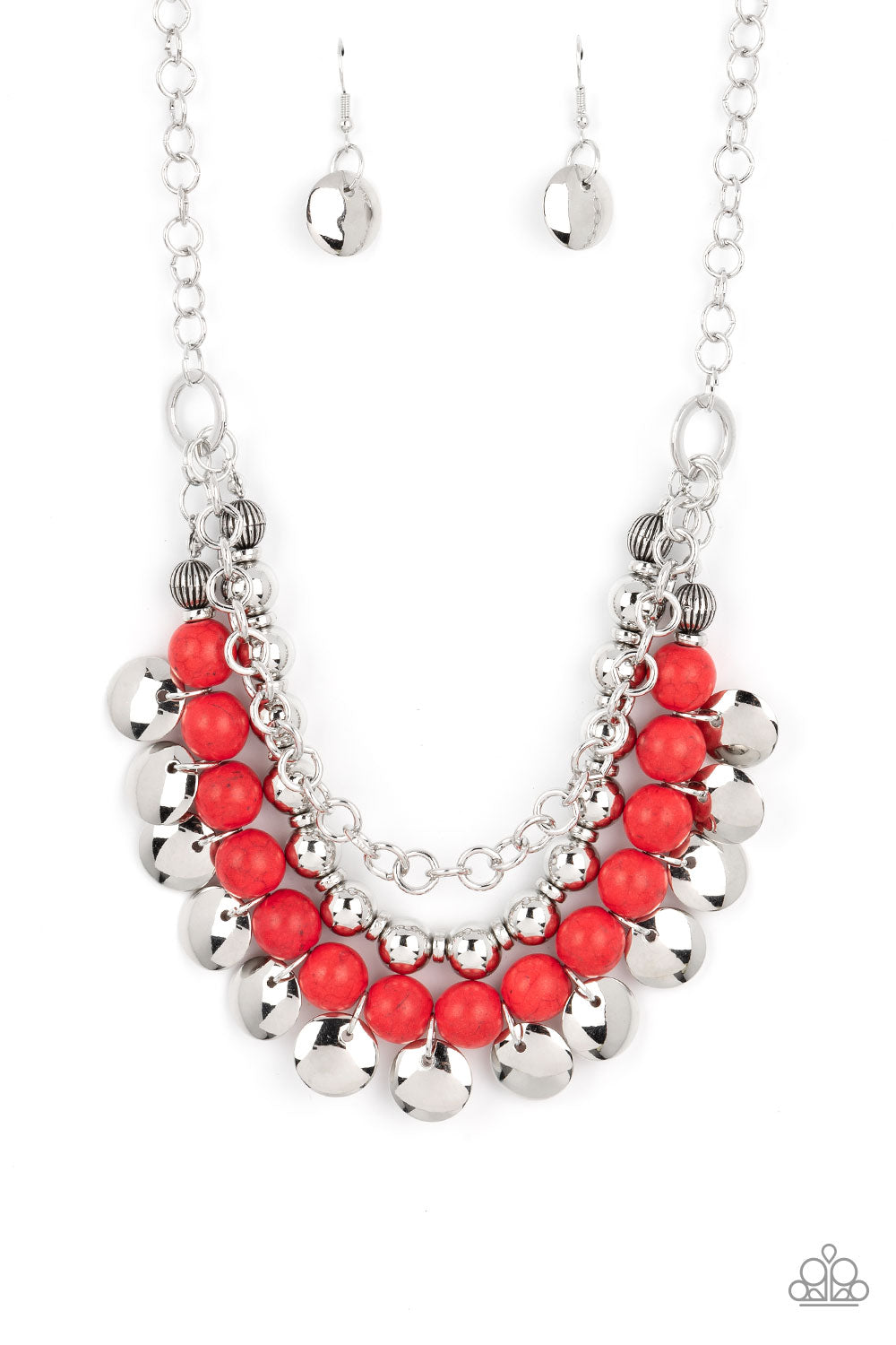 Leave Her Wild - Red Stone Fiery Bead Santa Fe Style Necklace Paparazzi N1233