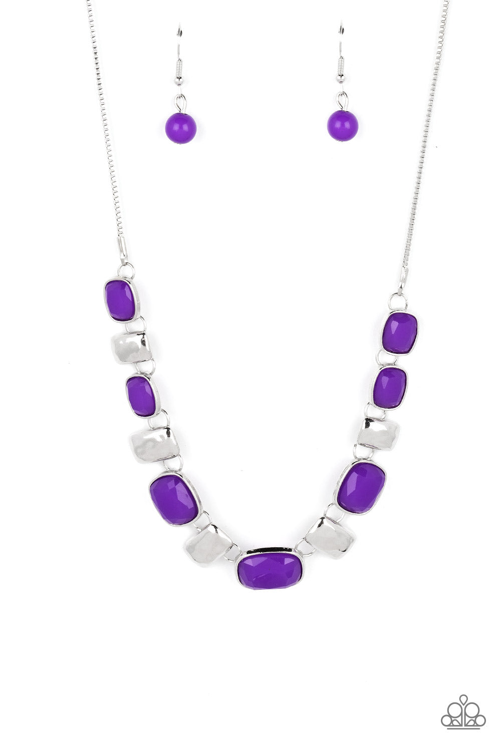 Polished Parade - Purple Vibrant Bead Necklace Paparazzi N1749