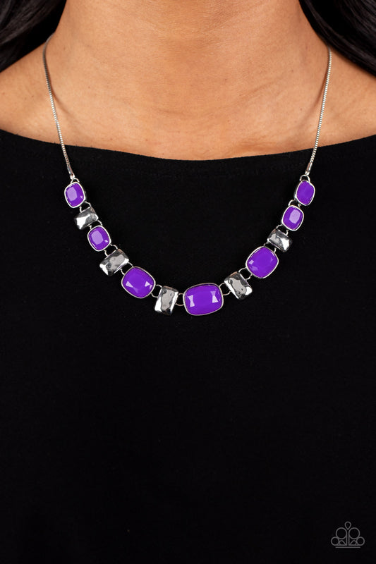 Polished Parade - Purple Vibrant Bead Necklace Paparazzi N1749