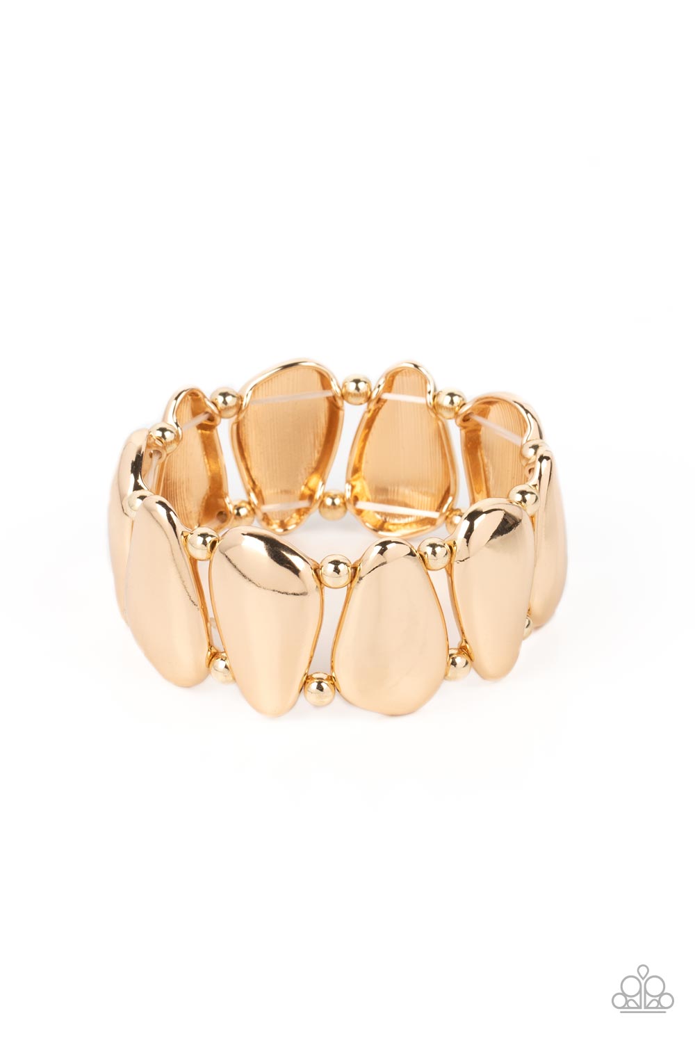 Classy Cave - Gold Pear Shaped Stretch Bracelet Paparazzi B1069