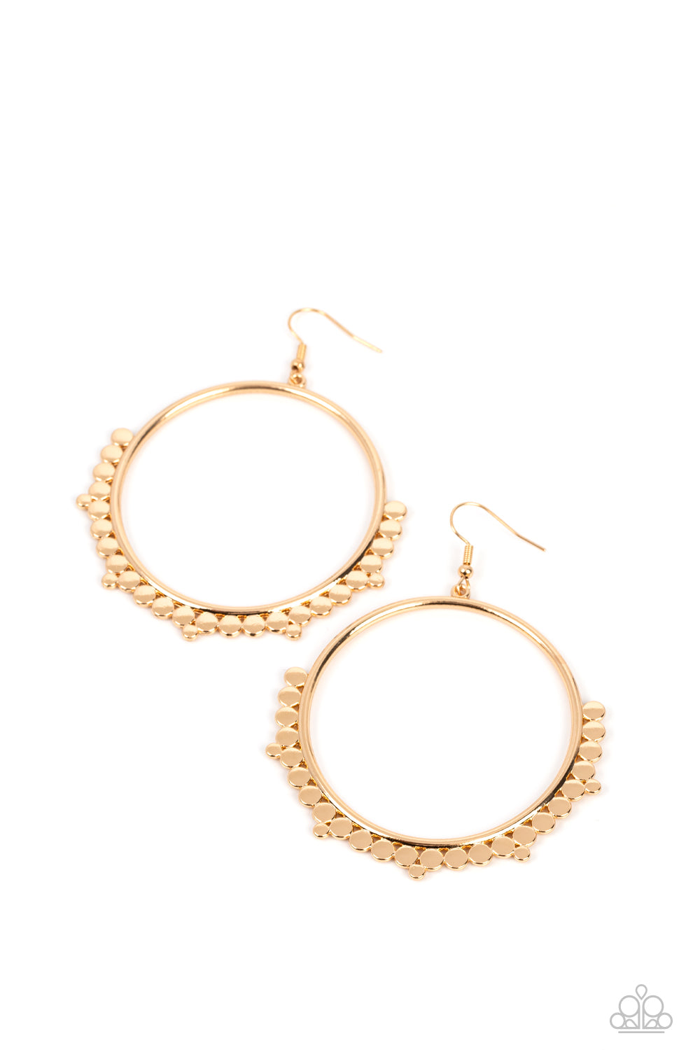 Ultra Untamable - Gold Disc With Metallic Fringe Earring Paparazzi E1214