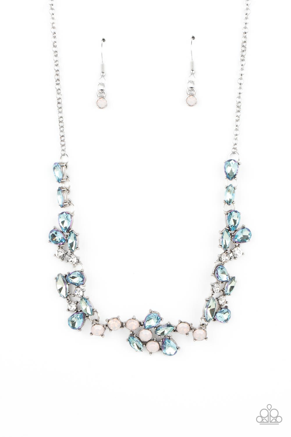 Welcome to the Ice Age - Blue Frosty Gem, White Rhinestone With Opalescent Finish Necklace Paparazzi N1546