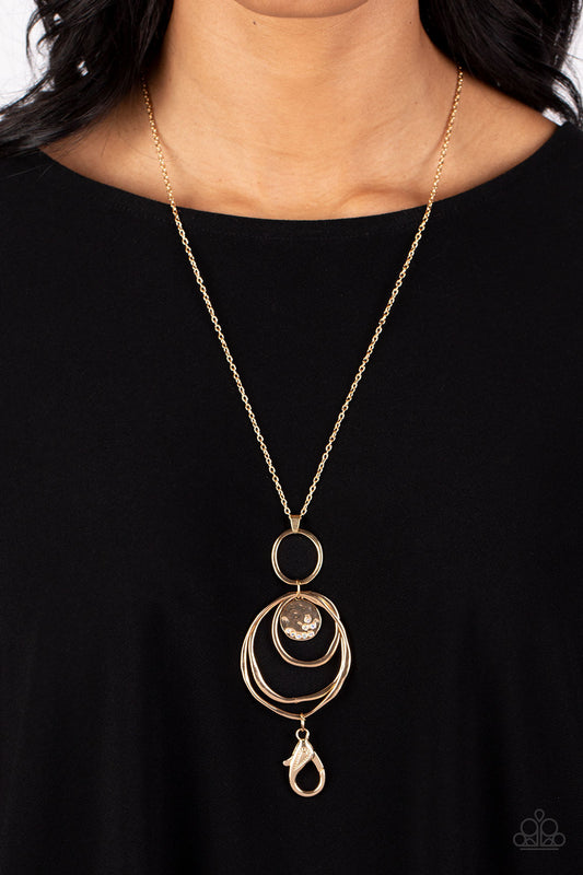 Mermaid Maestoso - Gold Lanyard Necklace Paparazzi N1433