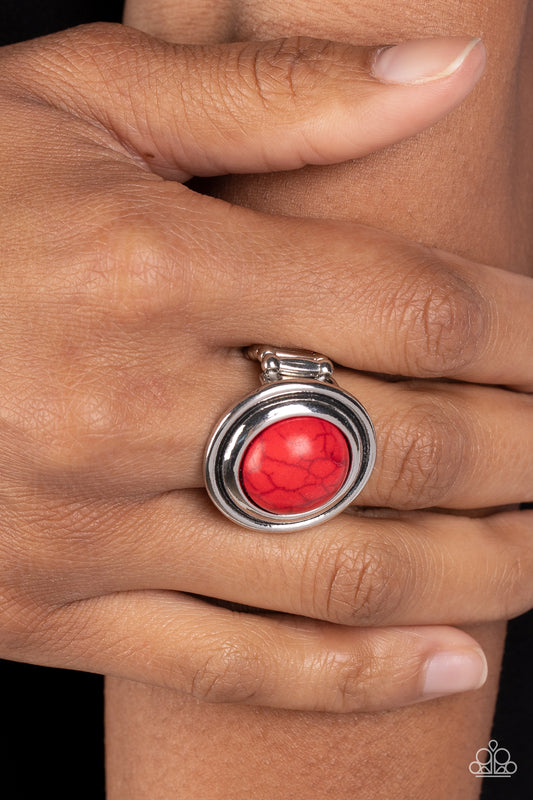 Drive You Wild - Red Stone Santa Fe Style Ring Paparazzi R0394