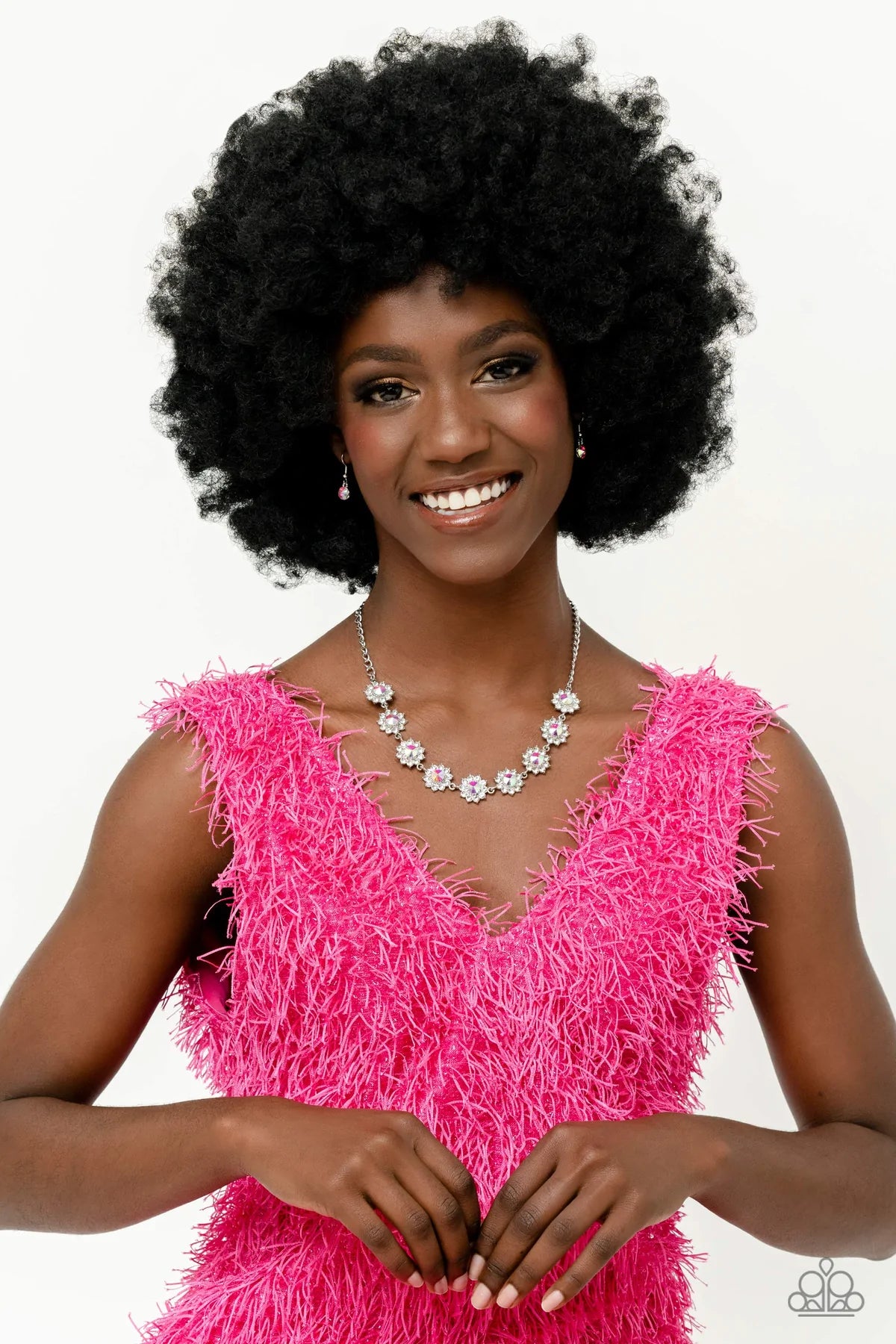 Blooming Brilliance Multi Iridescent & White Rhinestone Necklace Life Of The Party January 2023 Paparazzi N1281