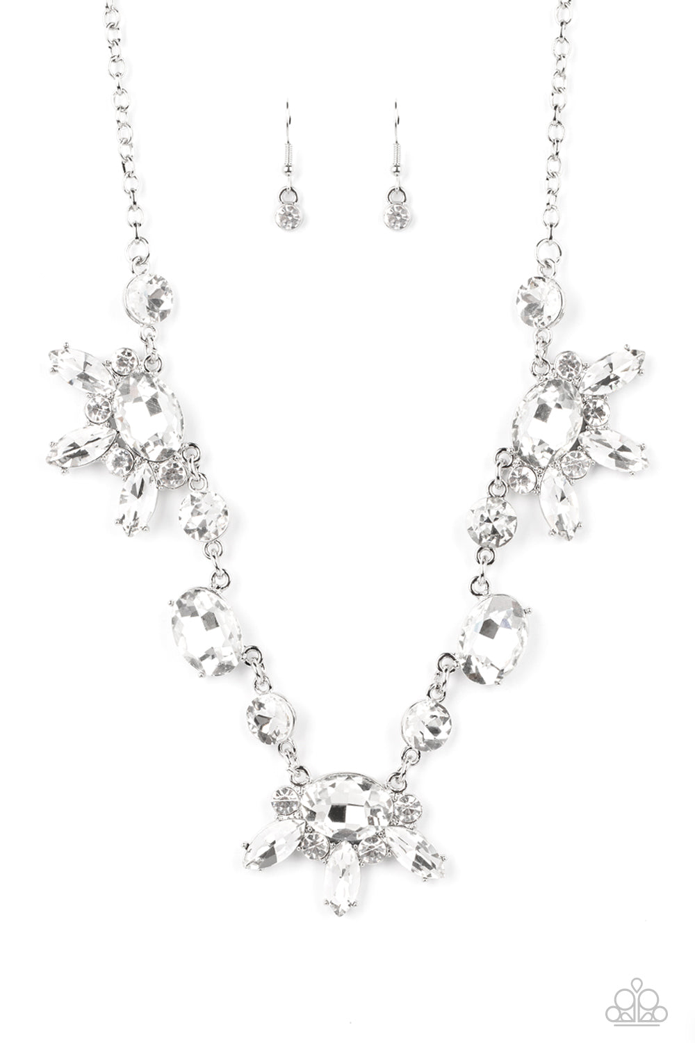 GLOW-trotting Twinkle - White Rhinestone Necklace Paparazzi Convention Exclusive N1034