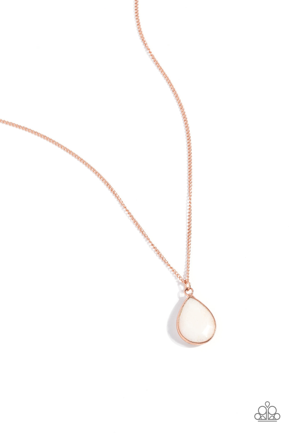 Sparkling Stones - Shiny Copper White Jade Teardrop Necklace Paparazzi N1681