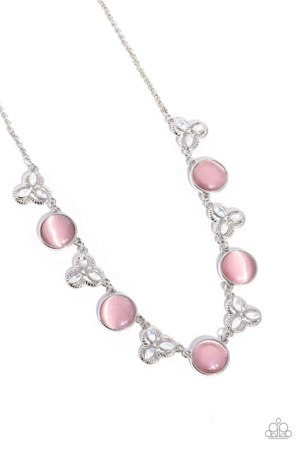 Floral Crowned - Pink Cat's Eye Stone Necklace Paparazzi N2155