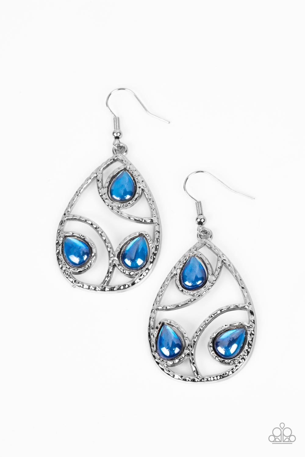 Send the BRIGHT Message - Blue Glassy Aquamarine Teardrop Earring Paparazzi E1314