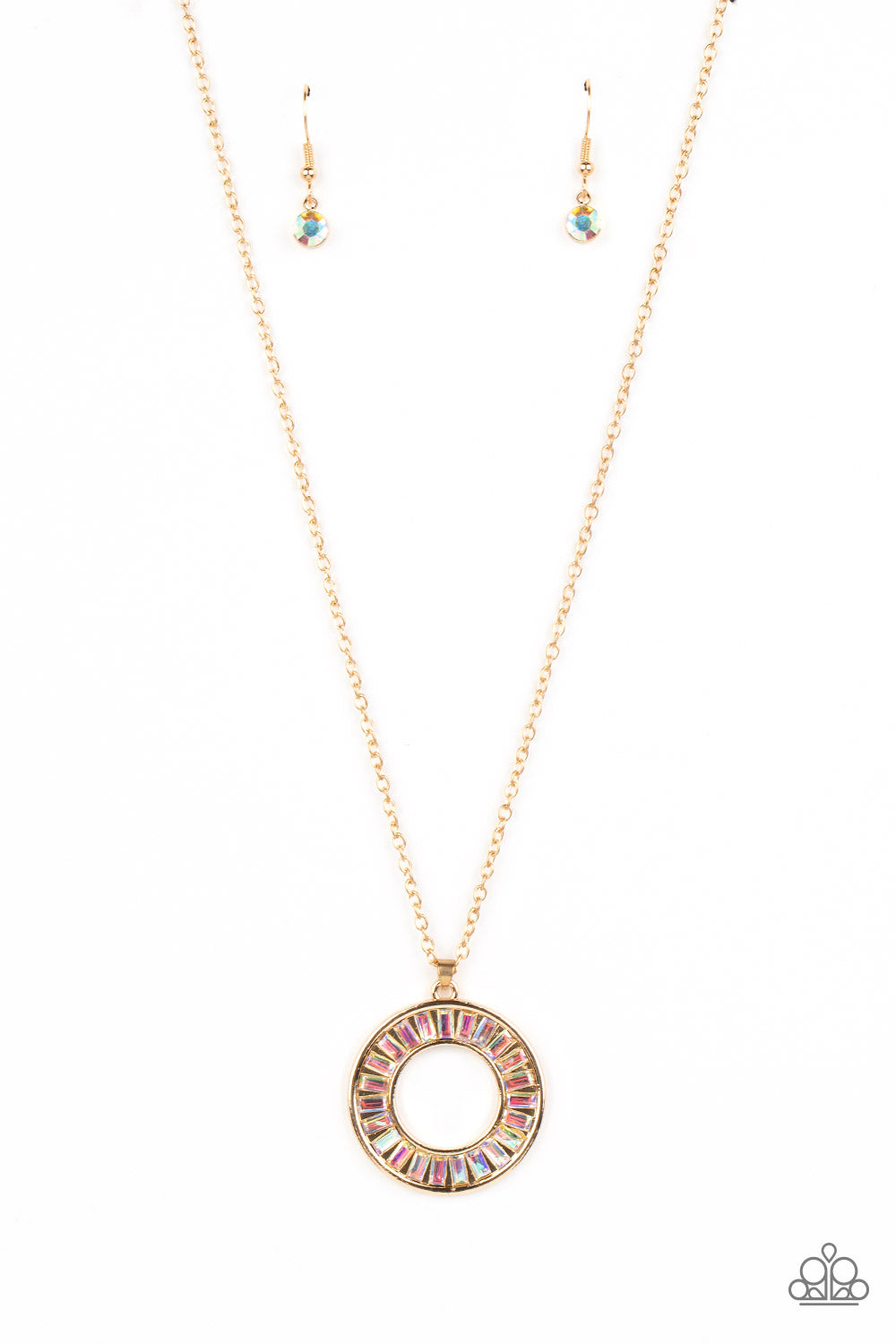 Clique Couture - Gold Frame And Iridescent Rhinestone Necklace Paparazzi N0893