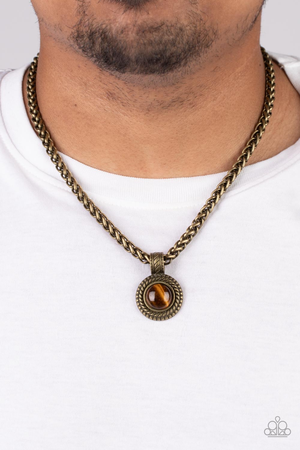 Pendant Dreams - Brass Tiger's Eye Urban Necklace Paparazzi N1443