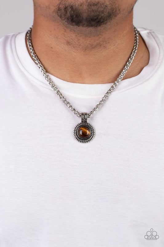 Pendant Dreams - Brown Tiger Eye Stone Urban Necklace Paparazzi N1290