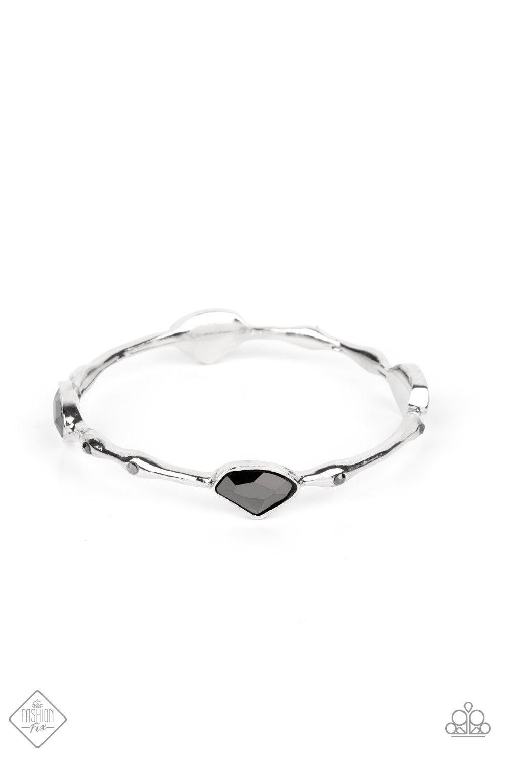 Chiseled Craze - Silver Hematite Bangle Bracelet Fashion Fix October 2022 Paparazzi B0769