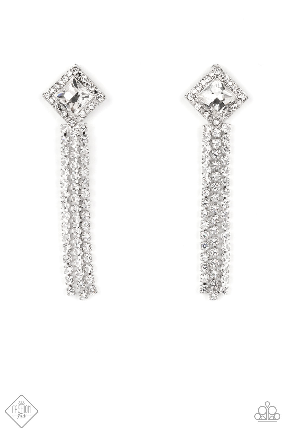 Seasonal Sparkle - White Rhinestone Post Earring Fashion Fix September 2022 Paparazzi E0948