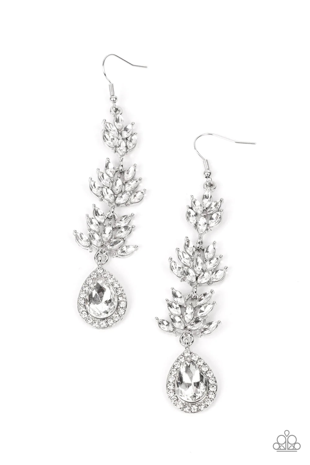 Water Lily Whimsy White Rhinestone Earring Life Of The Party February 2023 Paparazzi E1223