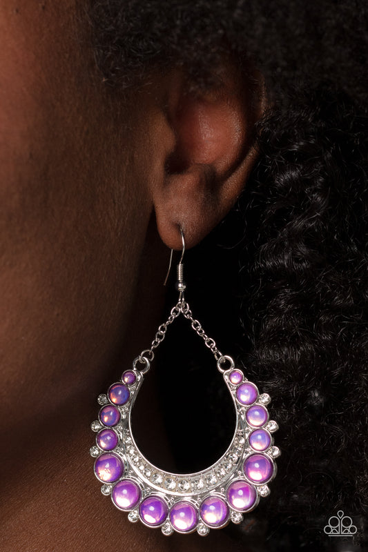 Bubbly Bling - Purple Bubbly Bead White Rhinestone Earring Paparazzi E1374