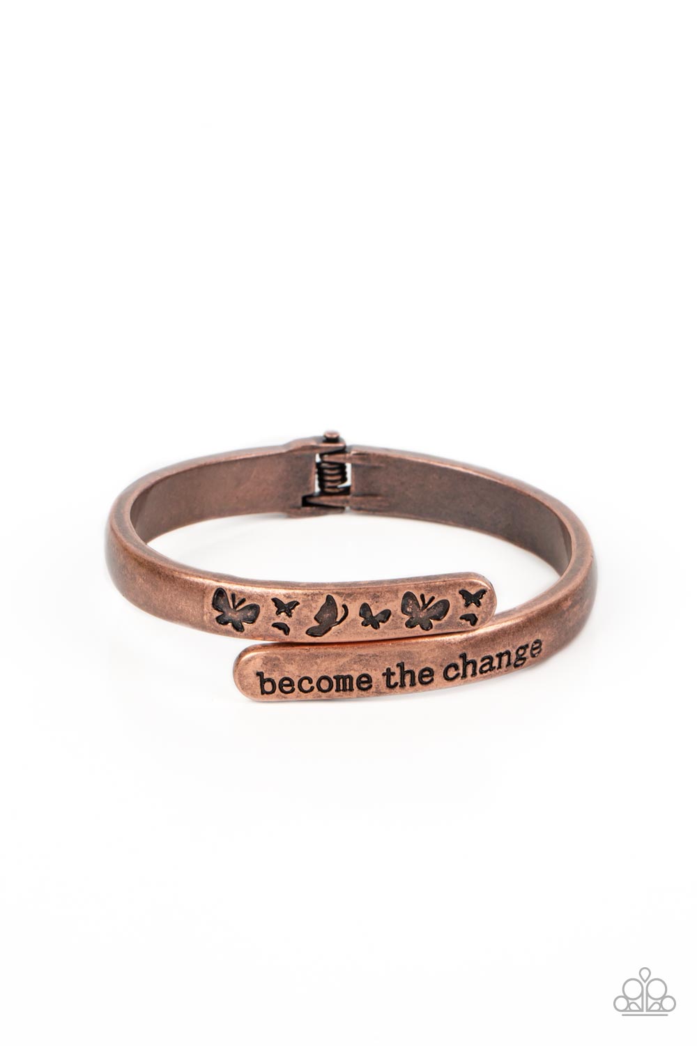 WINGS of Change - Copper Butterfly Hinge Inspirational Bracelet Paparazzi B0873