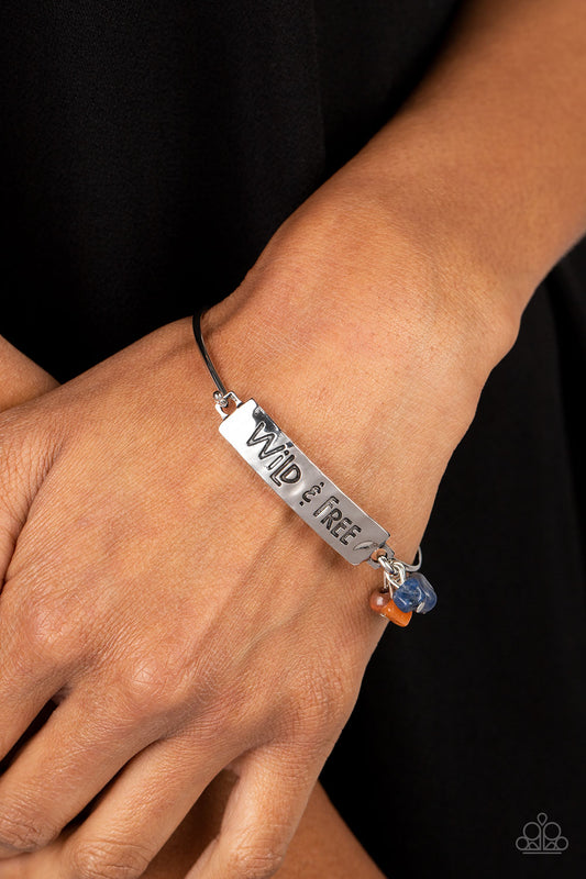 Fearless Fashionista - Blue Lapis & Orange Stone Inspirational Bracelet "Wild & Free" Paparazzi B0841