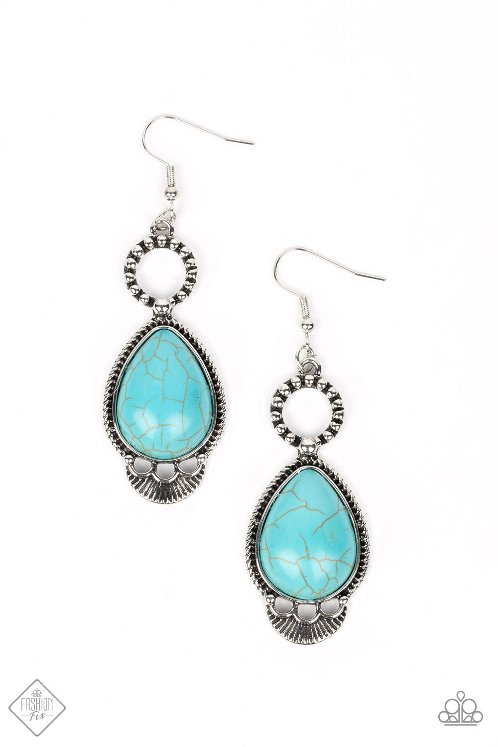 River Cruzin’ - Blue Turquoise Teardrop Stone Earring Fashion Fix October 2022 Paparazzi E1042