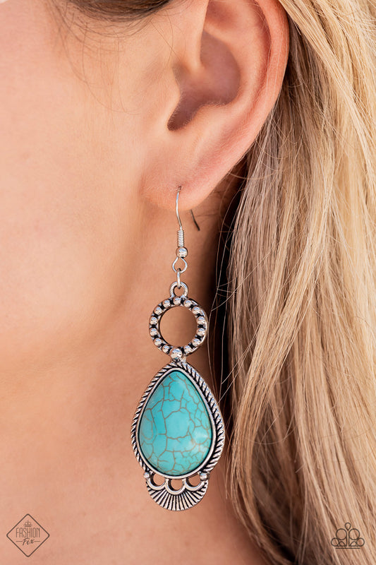 River Cruzin’ - Blue Turquoise Teardrop Stone Earring Fashion Fix October 2022 Paparazzi E1042