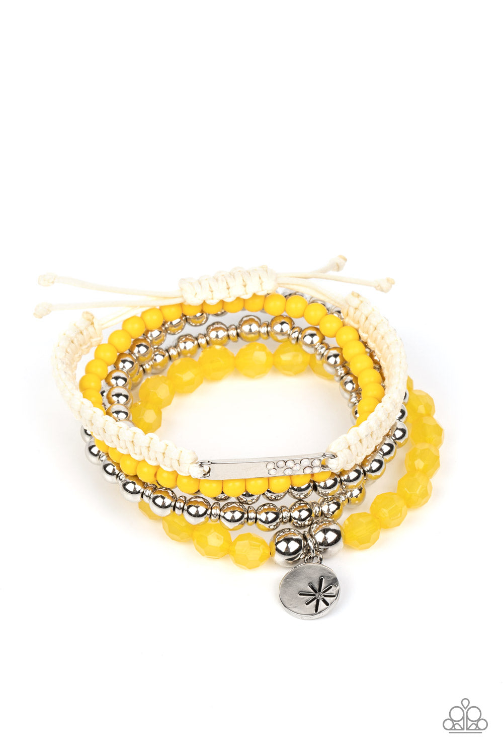 Offshore Outing - Yellow Stretch Bracelets Paparazzi B0625 Convention Exclusive